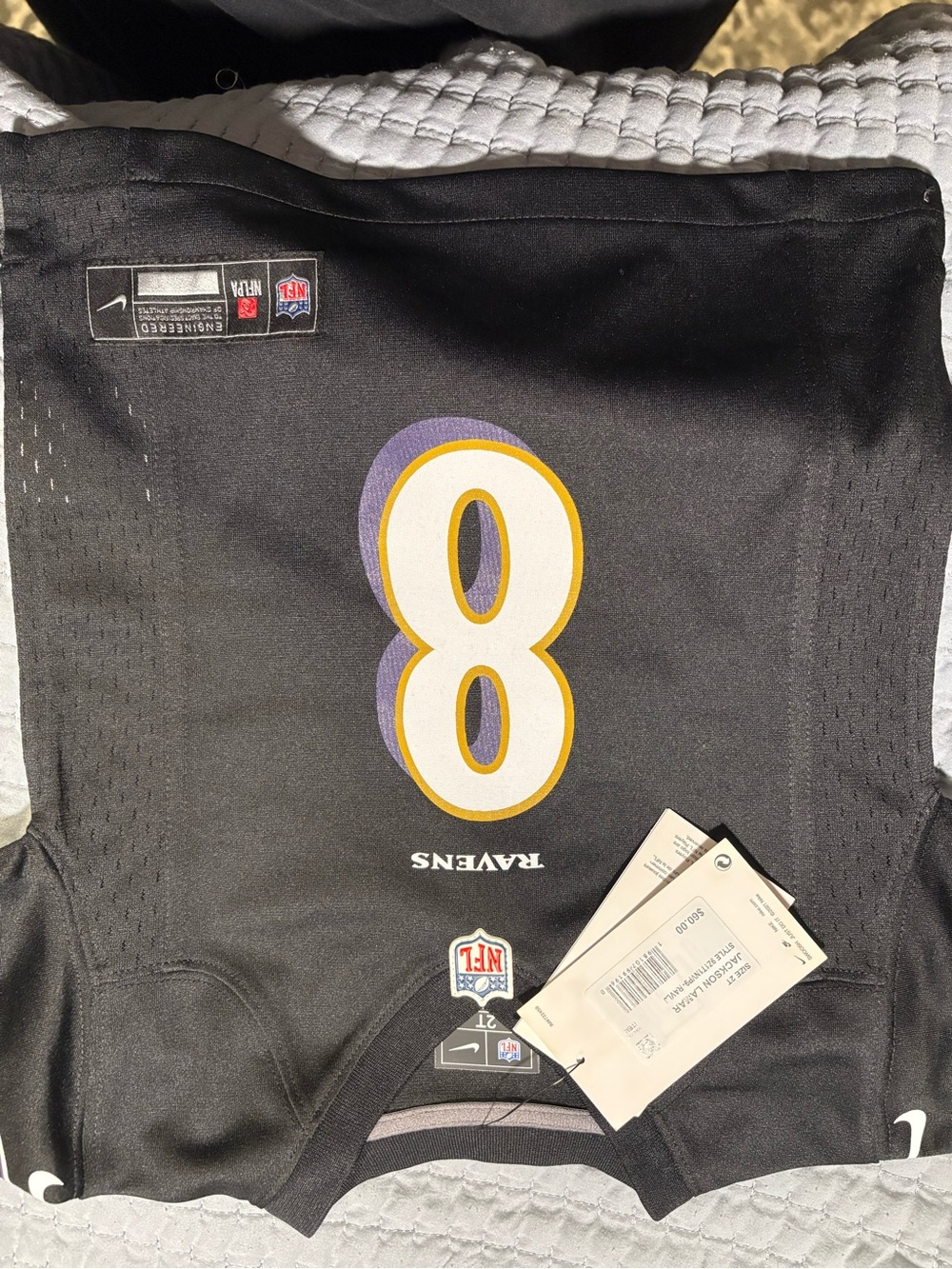 NFL Baltimore Ravens Black/Purple/Gold #8 Kids Jersey
